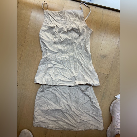 Revolve Scarlett Mini Skirt Set in Beige all the ways - Picture 1 of 4